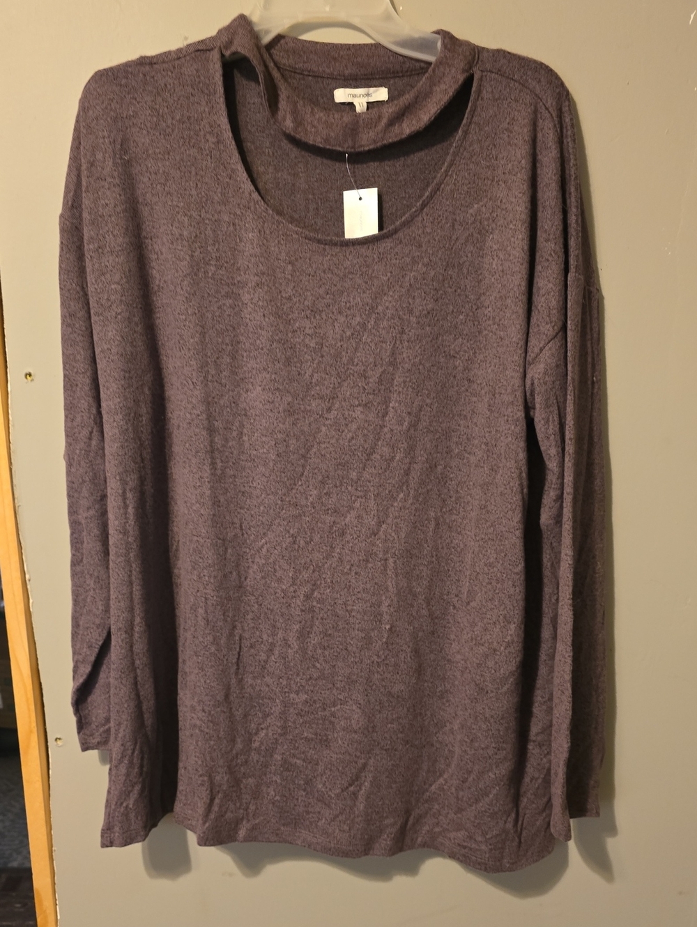 Maurices Heathered Purple Long-Sleeve Mock Neck Sweater